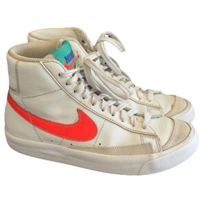 Nike Blazer Mid 77 Shoes Youth Size‎ 3.5Y White Red Leather High Top DA4086-004